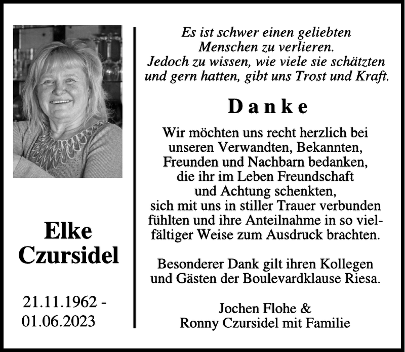 Traueranzeigen Von Elke Czursidel Wochenkurier Trauer