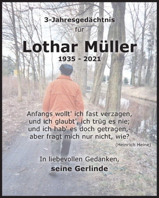 Traueranzeige von Lothar Müller von WochenKurier