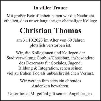Traueranzeige von Christian Thomas von Wochen Kurier