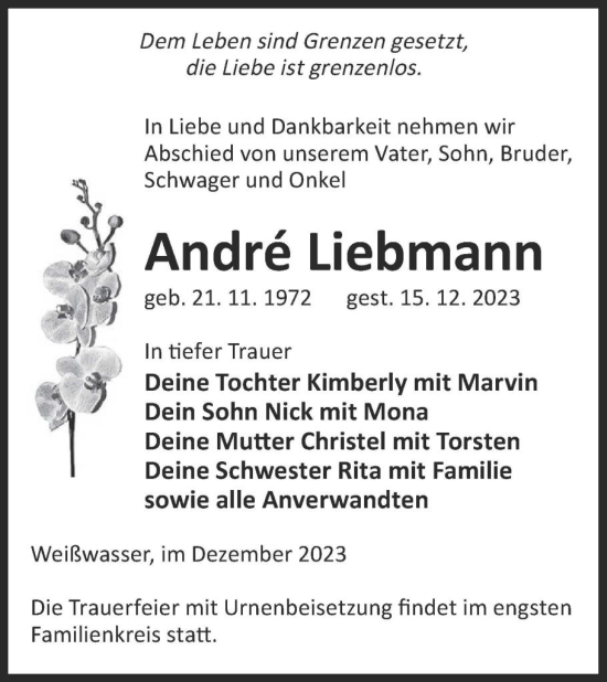 Traueranzeige von Andre Liebmann von WochenKurier