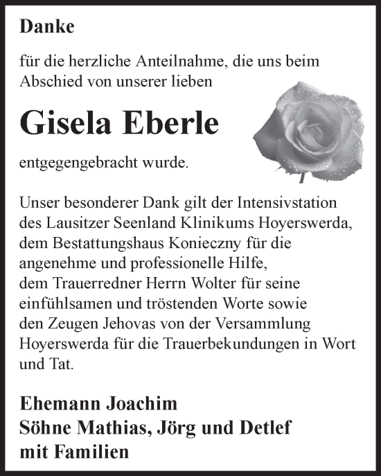 Traueranzeige von Gisela Eberle von WochenKurier