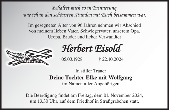 Traueranzeige von Herbert Eisold von WochenKurier