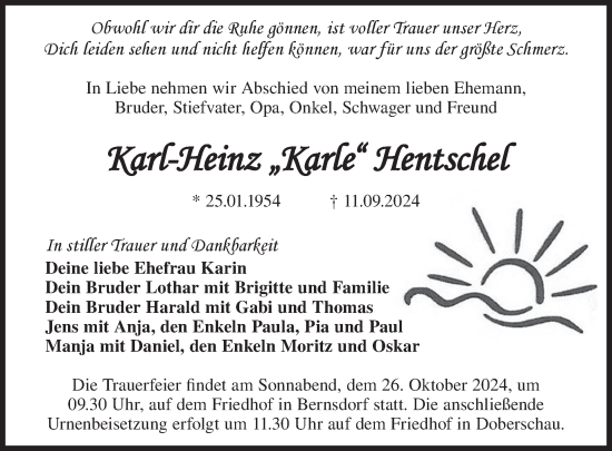 Traueranzeige von Karl-Heinz Hentschel von WochenKurier