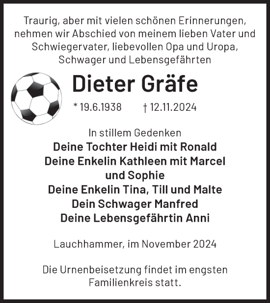 Traueranzeige von Dieter Gräfe von WochenKurier