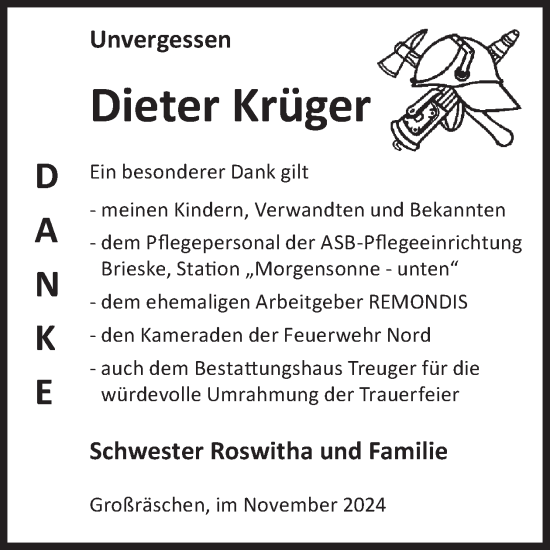 Traueranzeige von Dieter Krüger von WochenKurier