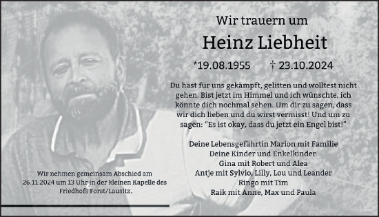 Traueranzeige von Heinz Liebheit von WochenKurier