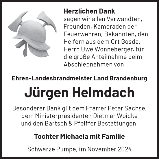 Traueranzeige von Jürgen Helmdach von WochenKurier