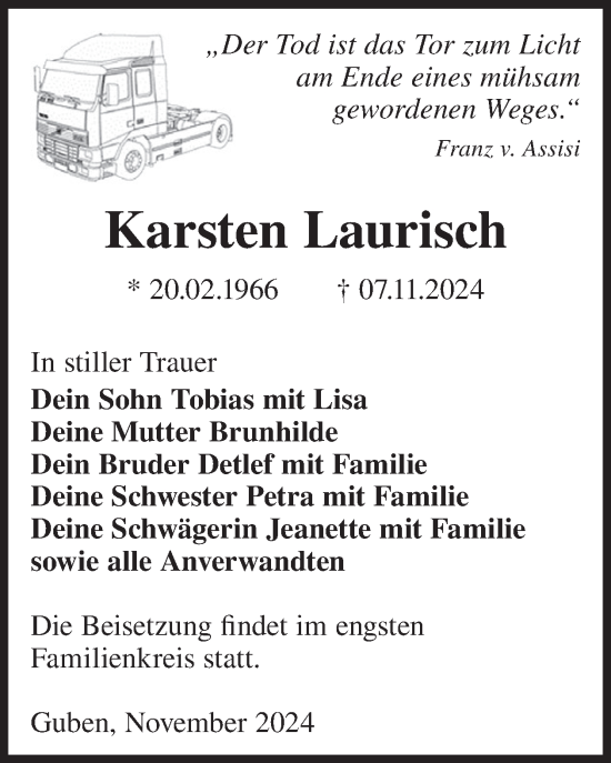 Traueranzeige von Karsten Laurisch von WochenKurier