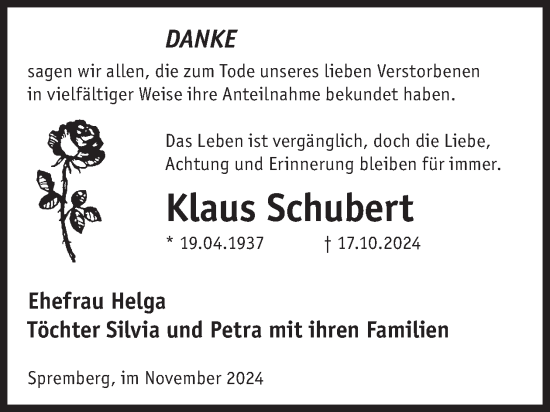 Traueranzeige von Klaus Schubert von WochenKurier