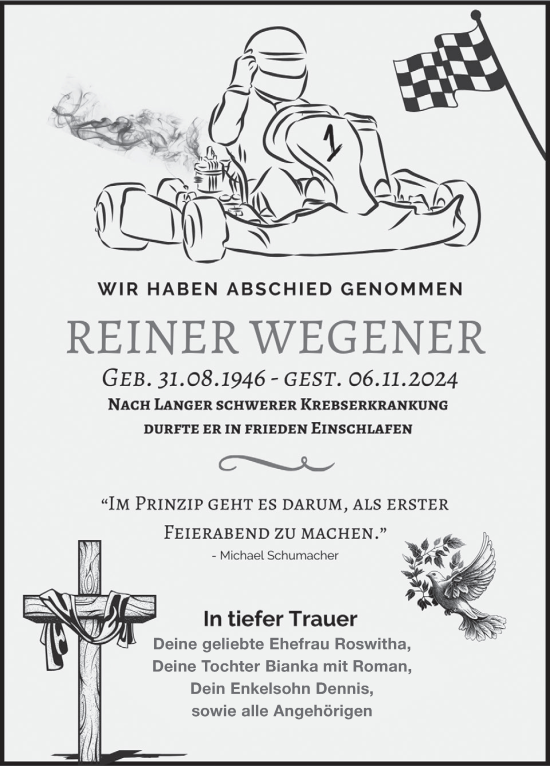 Traueranzeige von Reiner Wegener von WochenKurier