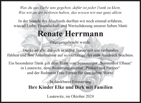 Traueranzeige von Renate Herrmann von WochenKurier