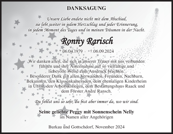 Traueranzeige von Ronny Rarisch von WochenKurier