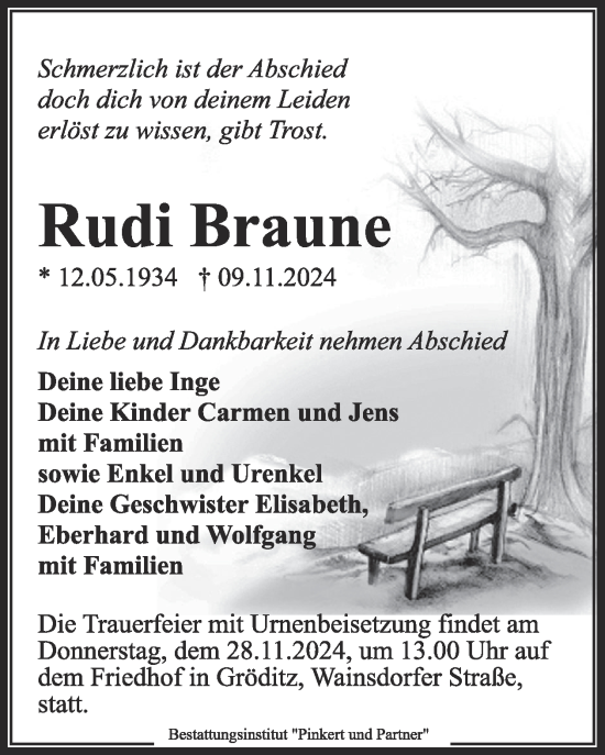 Traueranzeige von Rudi Braune von WochenKurier