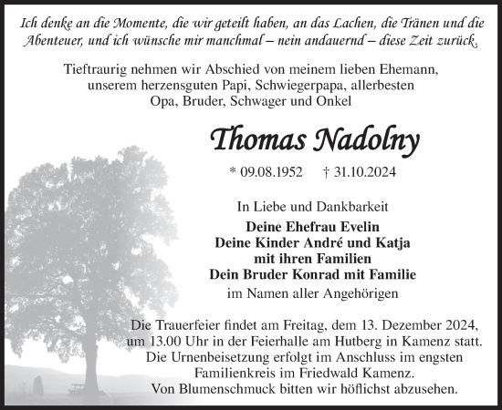 Traueranzeige von Thomas Wadolny von WochenKurier