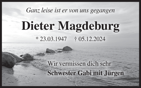 Traueranzeige von Dieter Magdeburg von WochenKurier