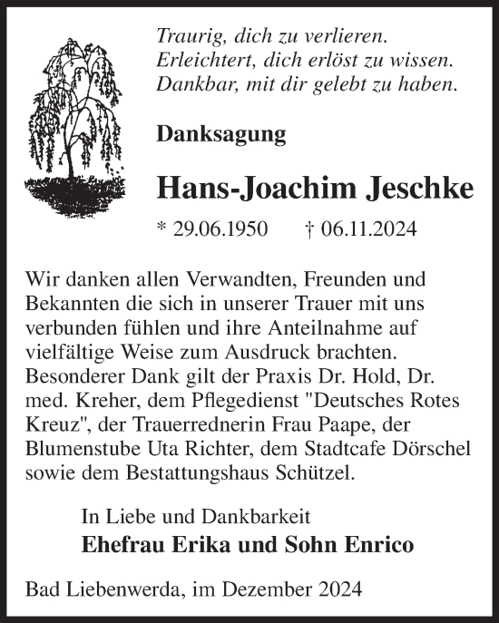 Traueranzeige von Hans-Joachim Jeschke von WochenKurier