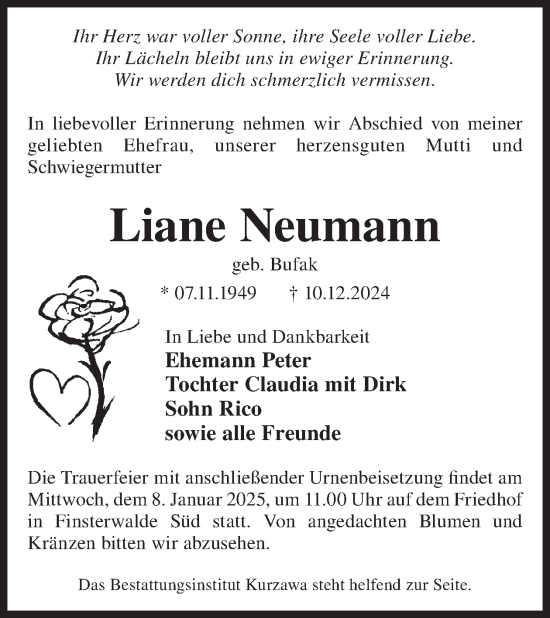 Traueranzeige von Liane Neumann von WochenKurier