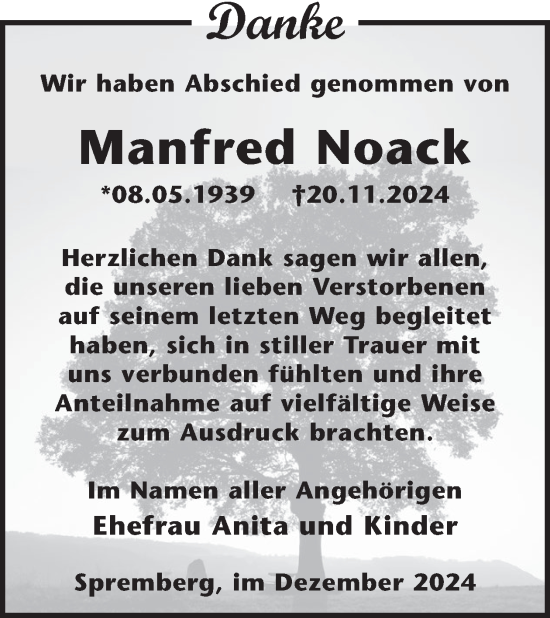 Traueranzeige von Manfred Noack von WochenKurier