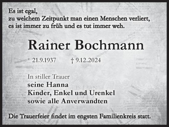 Traueranzeige von Rainer Bochmann von WochenKurier