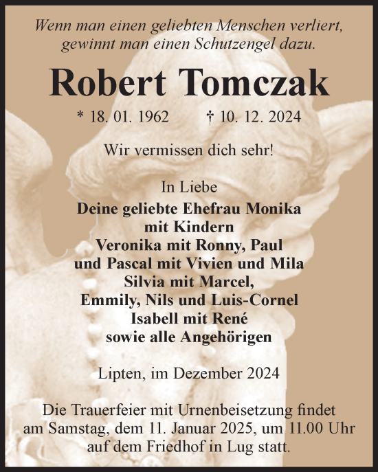 Traueranzeige von Robert Tomczak von WochenKurier