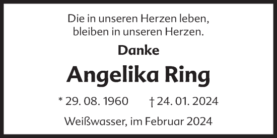 Traueranzeige von Angelika Ring von WochenKurier