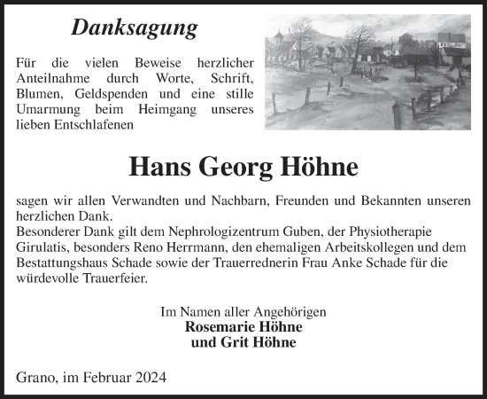 Traueranzeige von Hans Georg Höhne von WochenKurier
