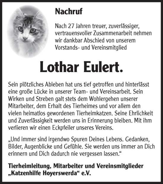 Traueranzeige von Lothar Eulert von WochenKurier