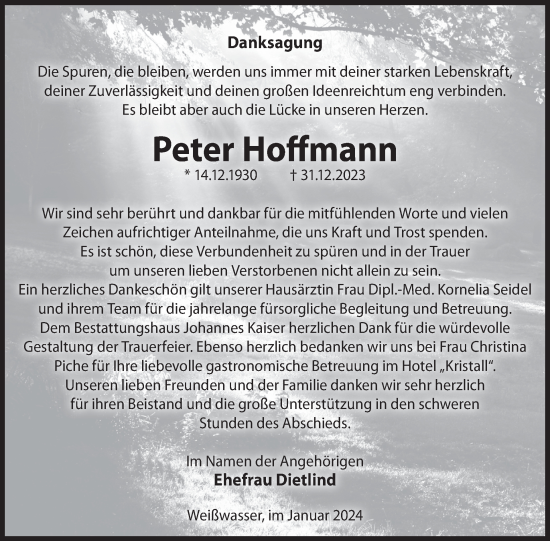 Traueranzeige von Peter Hoffmann von WochenKurier