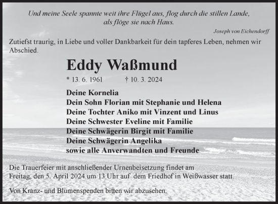 Traueranzeige von Eddy Waßmund von WochenKurier