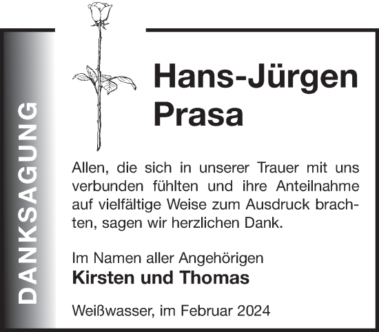 Traueranzeige von Hans-Jürgen Prasa von WochenKurier