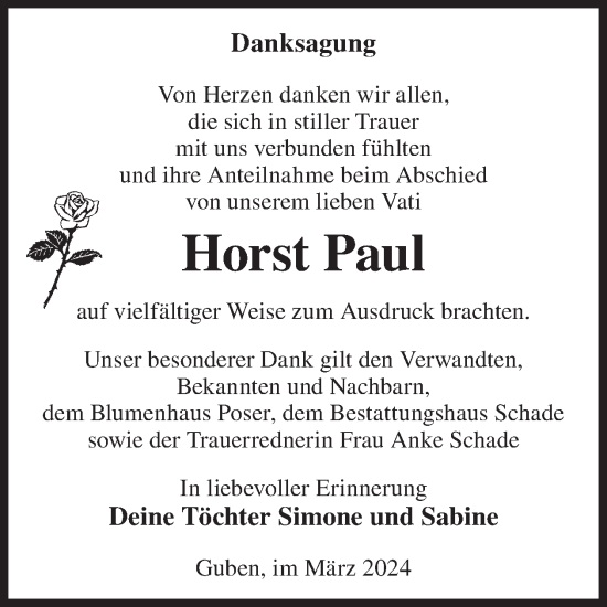 Traueranzeige von Horst Paul von WochenKurier
