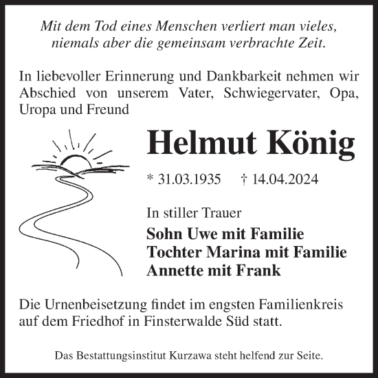 Traueranzeige von Helmut König von WochenKurier