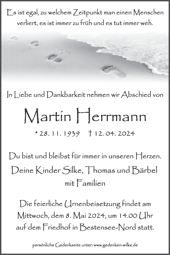 Traueranzeige von Martin Herrmann von WochenKurier