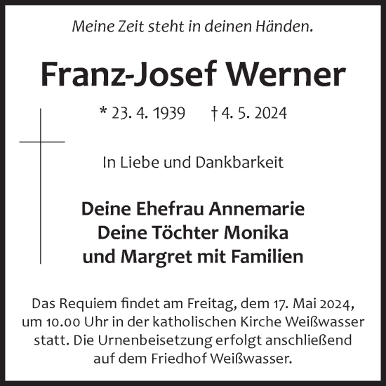 Traueranzeige von Franz-Josef Werner von WochenKurier