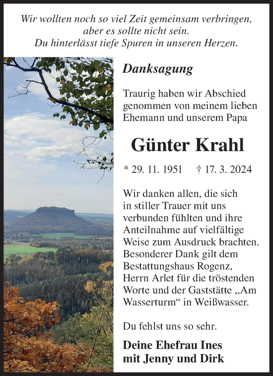 Traueranzeige von Günter Krahl von WochenKurier