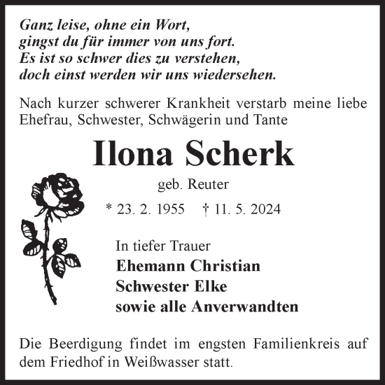 Traueranzeige von Ilona Scherk von WochenKurier