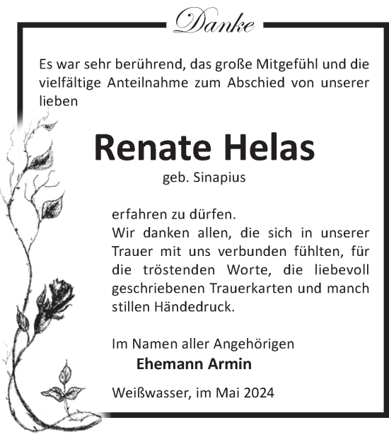 Traueranzeige von Renate Helas von WochenKurier