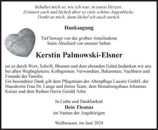 Traueranzeige von Kerstin Palmowski-Elsner von WochenKurier