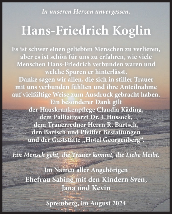 Traueranzeige von Hans-Friedrich Koglin von WochenKurier