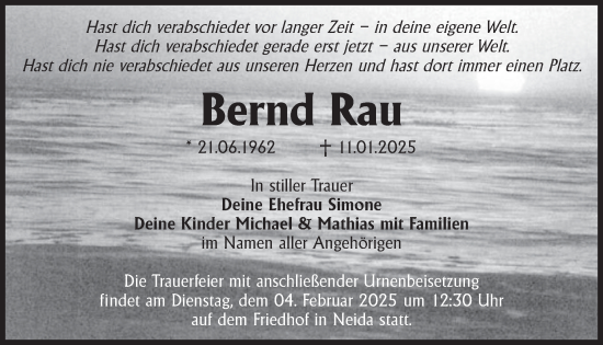 Traueranzeige von Bernd Rau von WochenKurier