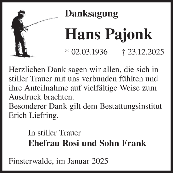 Traueranzeige von Hans Pajonk von WochenKurier