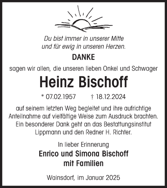 Traueranzeige von Heinz Bischoff von WochenKurier