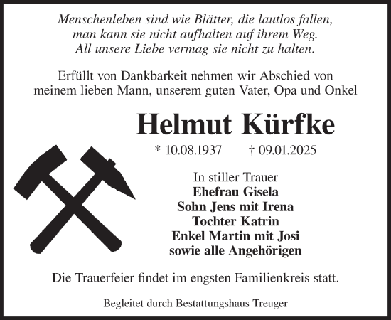 Traueranzeige von Helmut Kürfke von WochenKurier