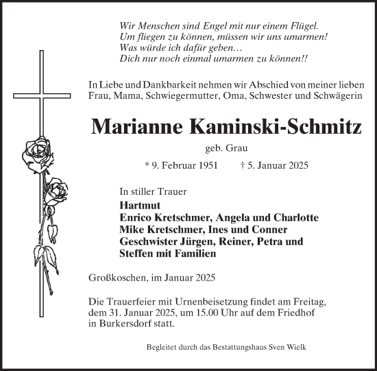 Traueranzeige von Marianne Kaminski-Schmitz von WochenKurier