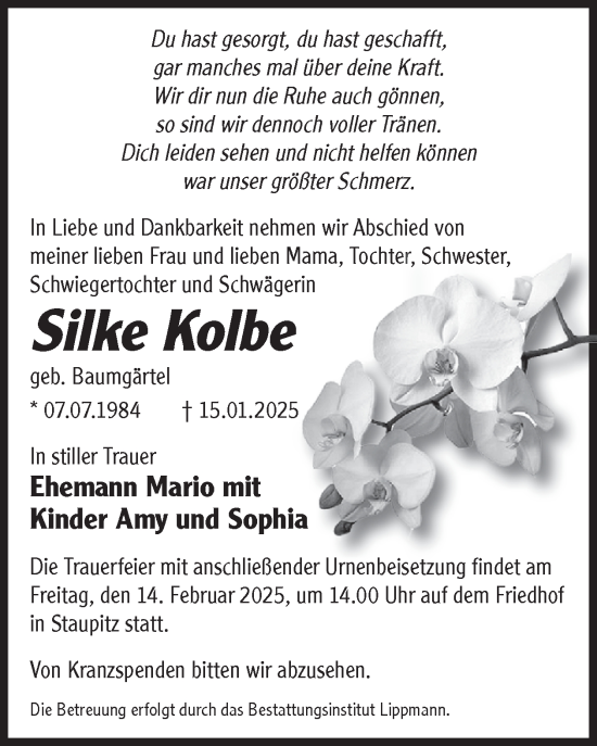 Traueranzeige von Silke Kolbe von WochenKurier