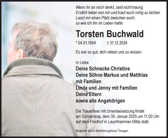 Traueranzeige von Torsten Buchwald von WochenKurier